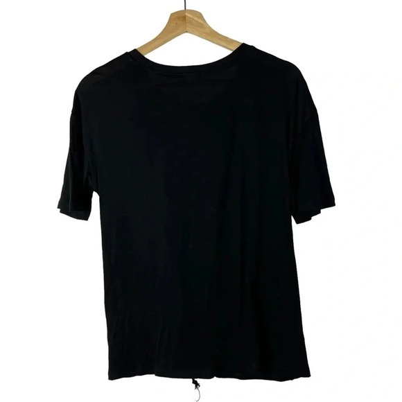 Garage Black Corset Lace Up Short Sleeve Tee S - Picture 2 of 4